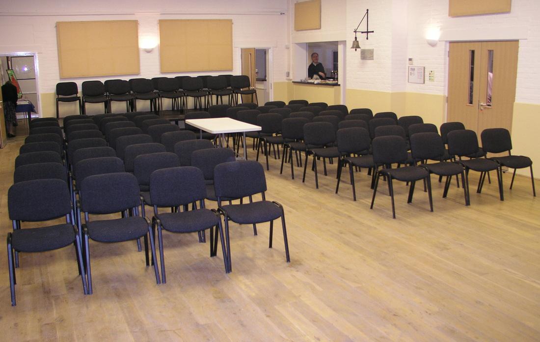 The redecorated Main Hall with seating for 80 plus.